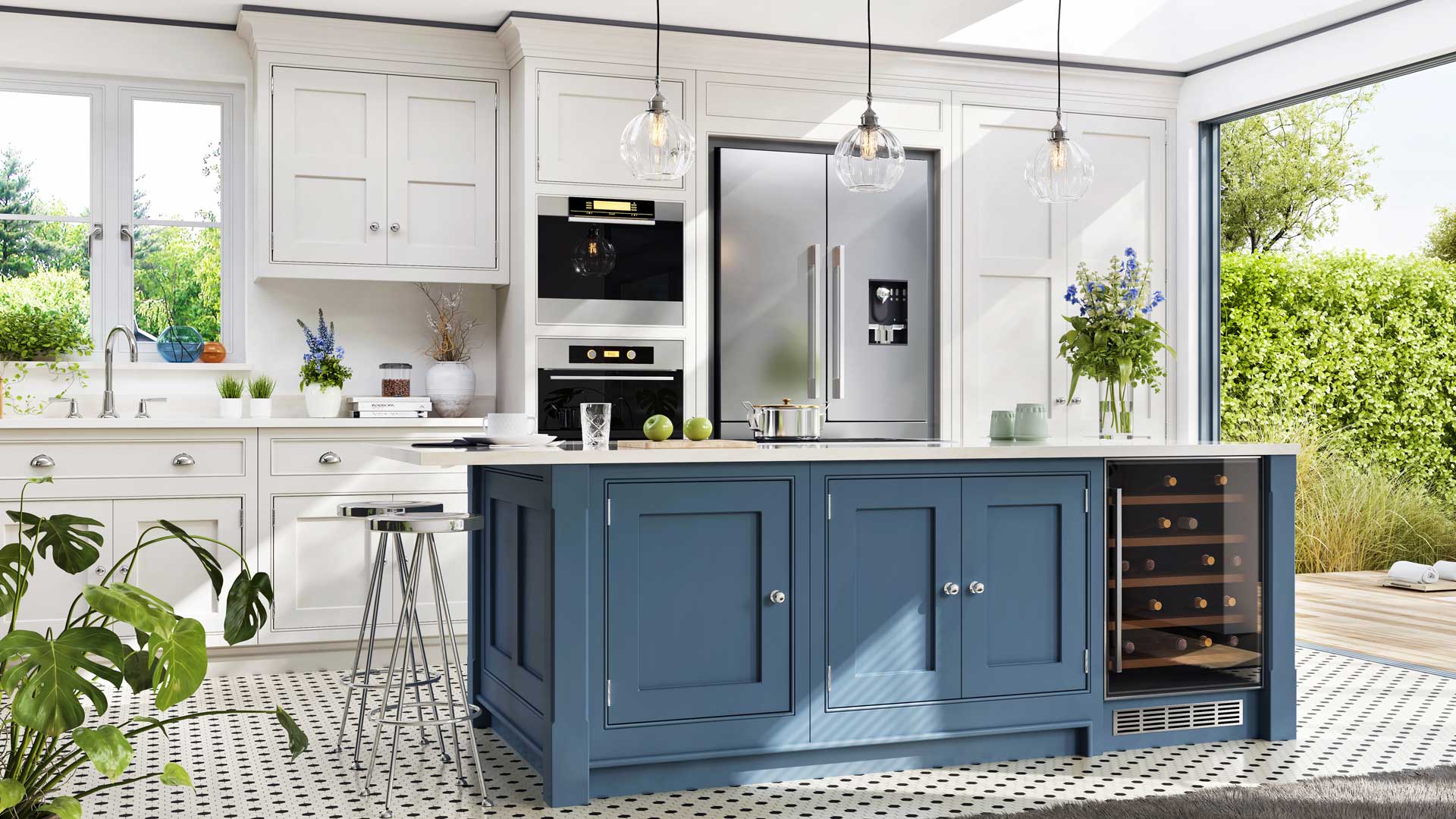 Kitchen with a large window, letting in a lot of natural light